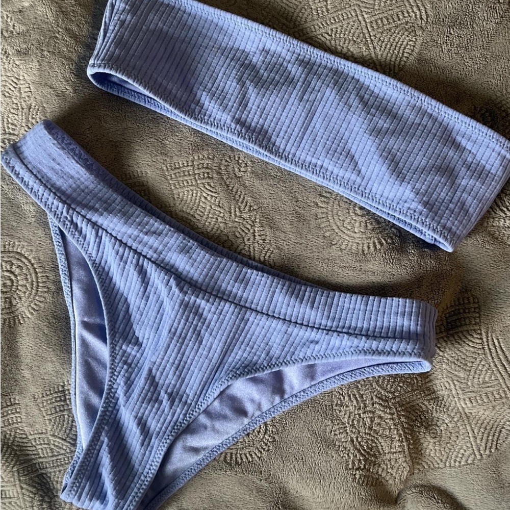 Triangl Blue/Lavender Bandeau Bikini Set